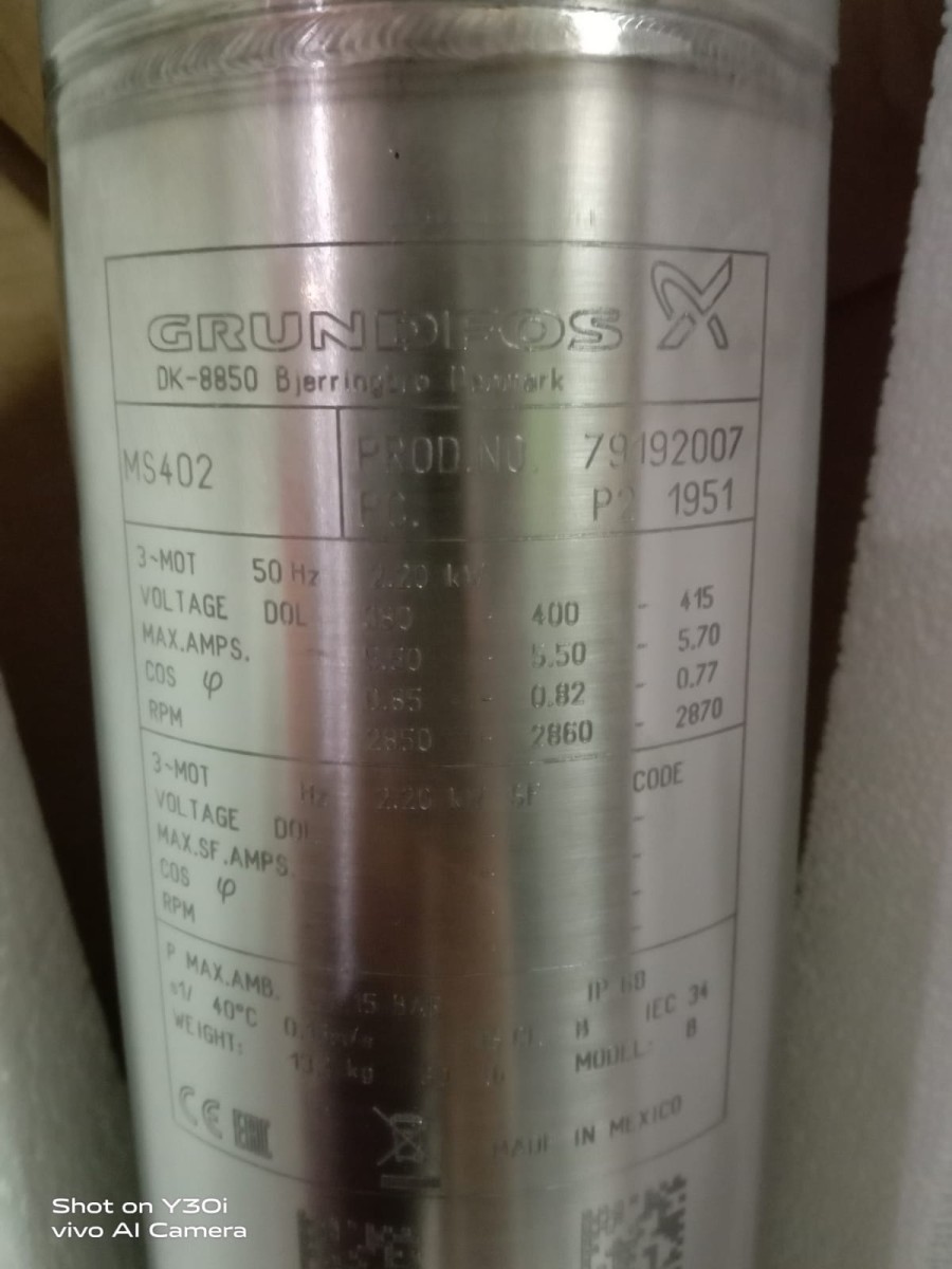 Grundfos Motor MS 402 2.20kw 96591042 / 79192007